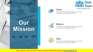Our
Mission
12
This slide is 100% editable. Adapt it to your needs
and capture your audience's attention.
Goal
This slide ...