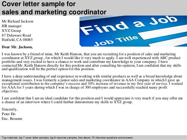 sales marketing cover letter