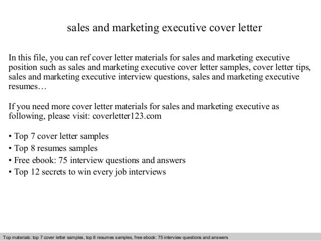 Sales And Marketing Executive Cover Letter