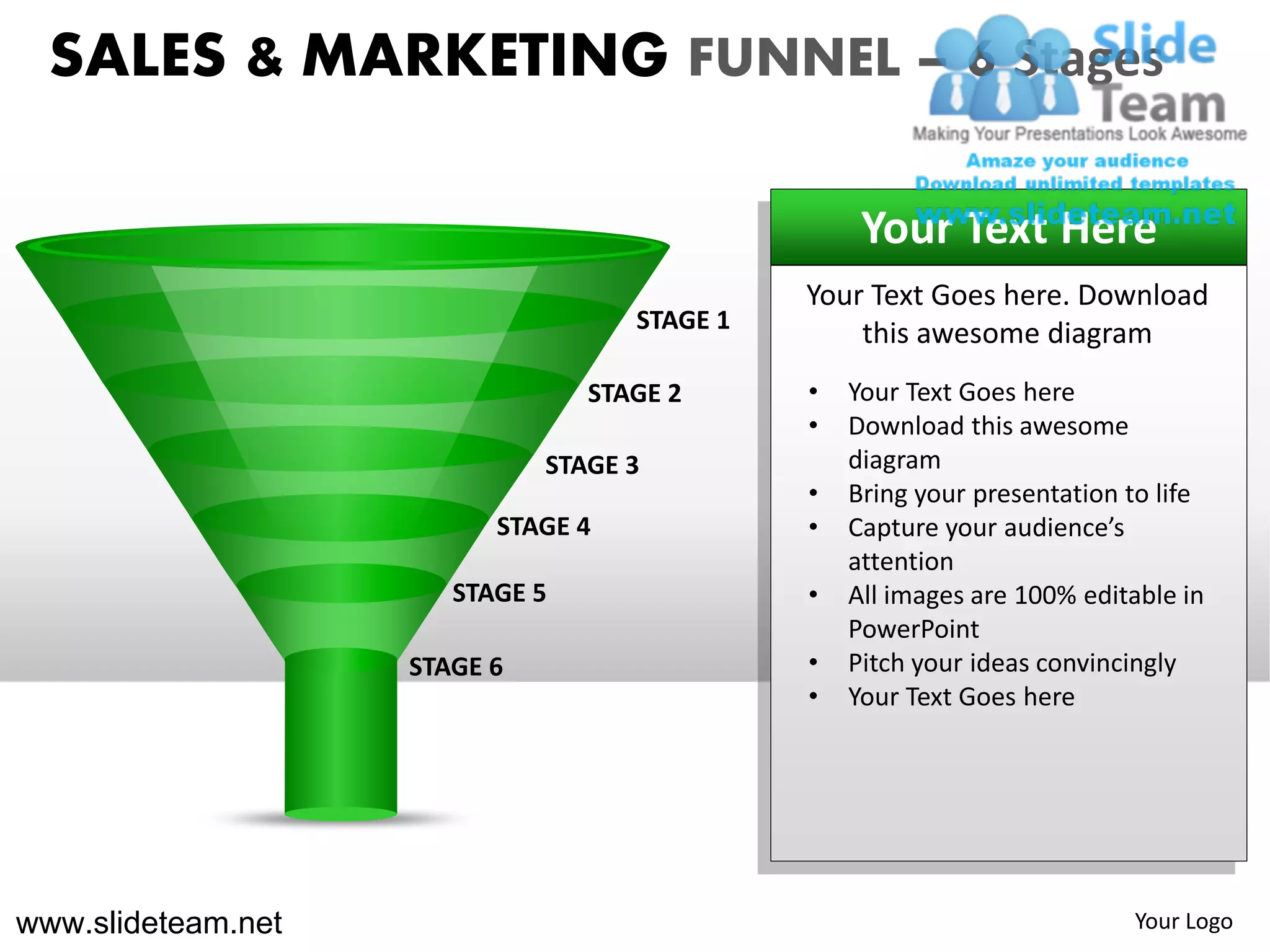 Sales and marketing funnel 6 stages powerpoint presentation templates ...