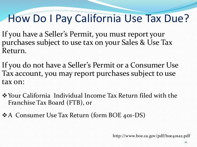 sales and use tax information from boe boe form 401