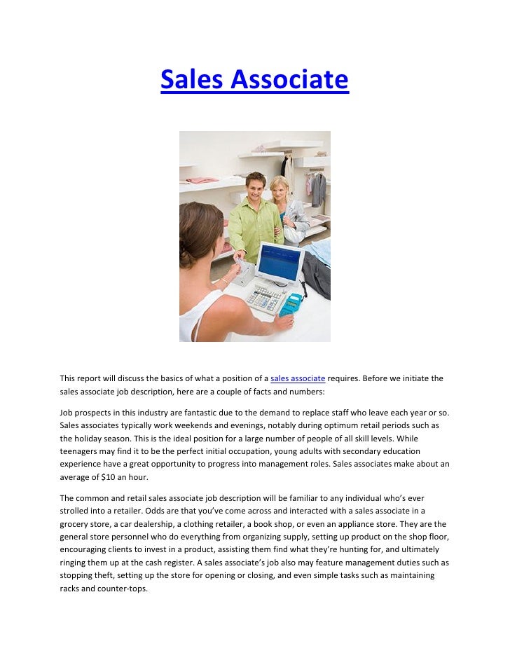 retail associate job duties