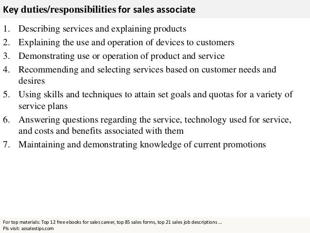 sales associate job description for retail associate