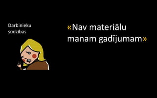 Darbinieku
sūdzības
             «Nav materiālu
             manam gadījumam»
 