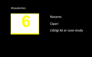 Atsauksmes

             Nozares

       6     Cipari
             Līdzīgi kā ar case-study
 