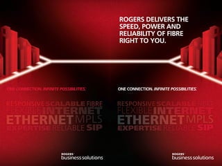 ROGERS DELIVERS THE
SPEED, POWER AND
RELIABILITY OF FIBRE
RIGHT TO YOU.
 