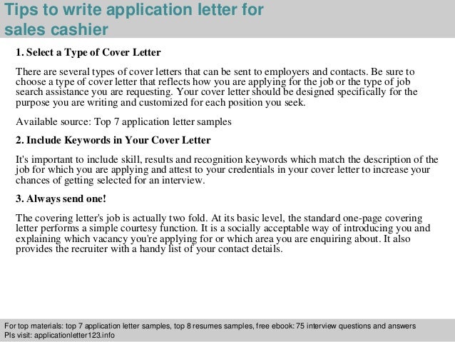 application as a cashier