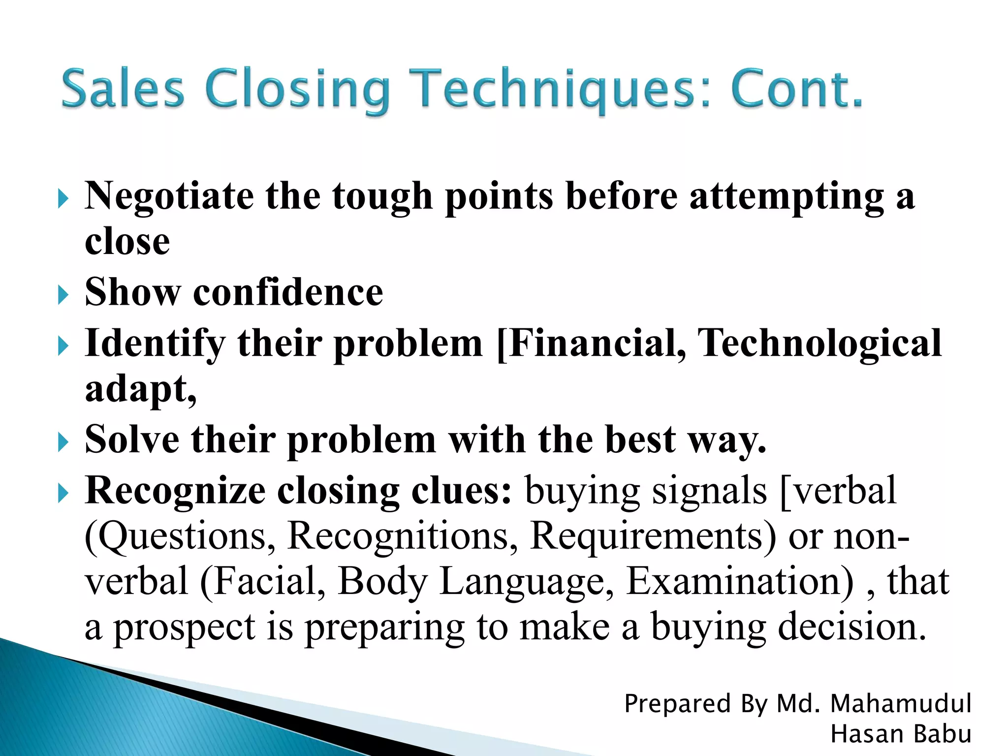 Sales Closing Tactics & Technique | PDF