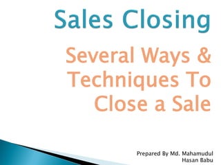 Sales Closing Tactics & Technique | PDF