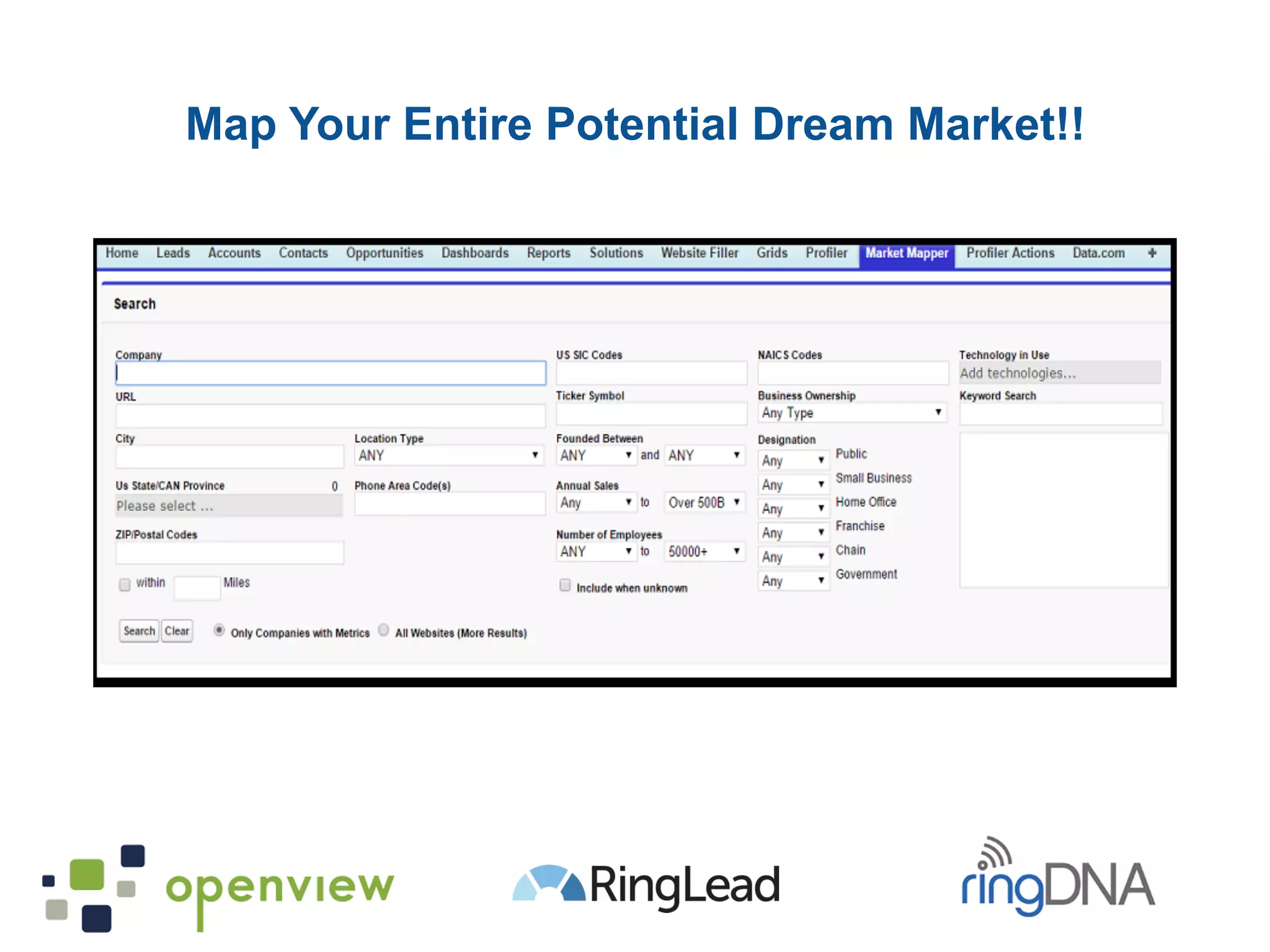 Map Your Entire Potential Dream Market!!
 