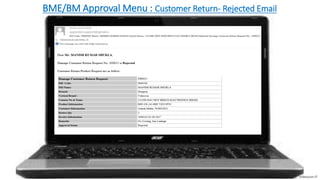 BME/BM Approval Menu : Customer Return- Rejected Email
Videocon-IT
 