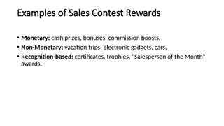 Contests Business Example Sales Contests objectives and types. Desigining sales contests | PPTX