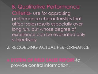 2. RECORDING ACTUAL PERFORMANCE
 SYSTEM

OF FIELD SALES REPORT-to
provide control information.

 