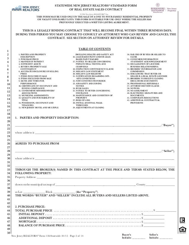 sales contract form standard real estate offer form