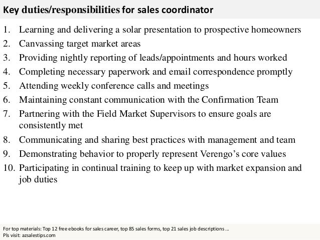 inside sales coordinator job description