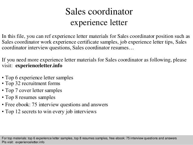 resume for sales coordinator position