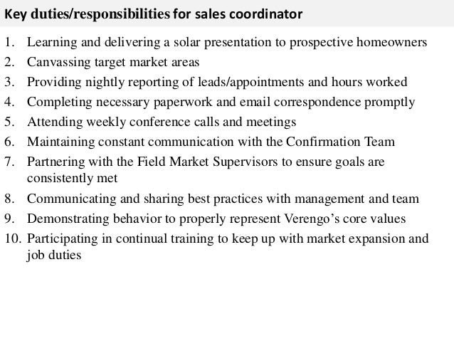 sales coordinator job description