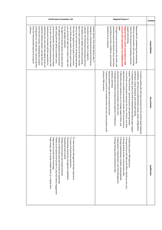 Position
responsibilitiesKeyactivitiesqualification
Regional Vinpro-V
Responsibleforestablishingandmaintaining
effectivecommunicationwithnewandexisting
clientsforthepurposeofprovidingcontinued
supportandtraining.
Regional  VinPro’s  will  be  responsible  for  CRM  
accountswithsubscriptionsupto$6000/month
MRR.
Throughfocusedcommunication,theVinProwill
positivelyimpacttheretentionofourclientbase
bybuildingconsumerconfidence,andincreased
utilizationofourproducts.
•  Conduct  weekly  calls  with  new  customers  for  the  initial6weeksfollowing
installation,withfocusonimplementationreview,systemconfiguration
verification,systemutilization,andcontinuedtraining.
•  Complete  tasks  within  the  VinPro  Dashboard  that  address  open  support  
tickets,  “Plans  of  Action”,  specialaccounts,andupcominginstalls.
•  Coordinate  communication  between  the  client,  VinCare,  and  other  
departmentsasneededtoproactivelyresolveclientissues/concerns.
•  Effectively  utilize  Salesforce.com  to  manage  support  tickets,  and  
documentallrelevantcommunicationwiththeclient.
•  Develop  and  maintain  strong  technical  expertise  in  VinSolutions’  
products,andthose
devices/platformsuponwhichourproductsfunction.
•  Maintain  a  minimum  of  monthly  written  and  oral  communications  with  
allactiveCRMaccounts.
•  Dealership  and/or  CRM  experience  
•  Strong  technical  skills  (Microsoft  Office,  Salesforce.com,  etc.)  
•  Strong  verbal  &  written  communication  skills  
•  Strong  troubleshooting  /  problem  solving  aptitude  
•  Organization,  Professionalism,andTimeManagement
•  Strong  training  and/or  presentation  skills  
Performance Consultant -VA
AuctionGenius,fromvAutoGeniusLabs,is
lookingforatalentedAutomotivePerformance
ConsultanttojoinourteaminLongmont,
Colorado.ThePerformanceConsultantwillhave
theabilitytowindealersoverwhileproviding
best-in-classcustomercareatalltimes.Auction
Geniushasjustreachedanexcitinggrowthphase.
Wehavetheopportunitytograbatremendous
shareofthedealermarketandwewanttomake
surewehavetherightteaminplacetotakecare
ofourvaluablecustomers.
TherightfitforAuctionGeniusandvAutowillbe
anindividualwhohaspowerfulcommunication
skills,alongwiththeabilitytoproblemsolve,
overcomeobstacles,andkeepcustomershappy.
Asanpartofourtalentedandgrowingteamthe
PerformanceConsultantwillberesponsiblefor
welcomingnewuserswhohavesignedupforour
powerfulsoftwaresolution,winningthemover
fromthefirstcontact,schedulingtheirproduct
trainingwithourtrainingteam,andassuringthey
havethefinestpossibleexperienceusingour
software.
*4+YearsAccountManagement&SalesExperience
*1-2yearsofAutomotiveexperience
*Outstandingrelationshipmanagementcapabilities
*Exceptionallevelofdetail
*Strongcommunicationandinterpersonalskill
*Abilitytoeffectivelyworkwithalllevelsofadealership
*Abilitytoarticulate/communicateinawaythatretainsengagement
*HighlevelofcomfortwithTechnology
*Highenergy,abletohandlemultipleclientsonaregularbasis
 