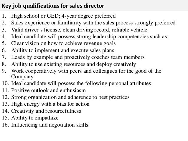 director of sales job description