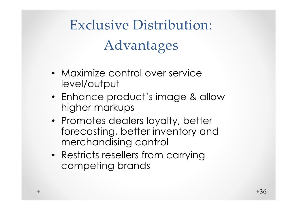 exclusive distribution Sales exclusive distribution Sales