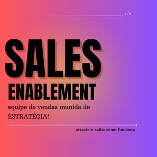 SALES
SALES
ENABLEMENT
1/6
equipe de vendas munida de
ESTRATÉGIA!
arraste e saiba como funciona
 