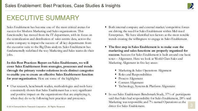 executive summary of a report sle sales enablement best practices report executive summary of a report sle sales enablement best practices report