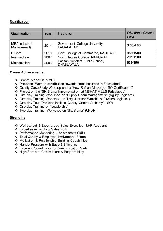 cv for sales executive