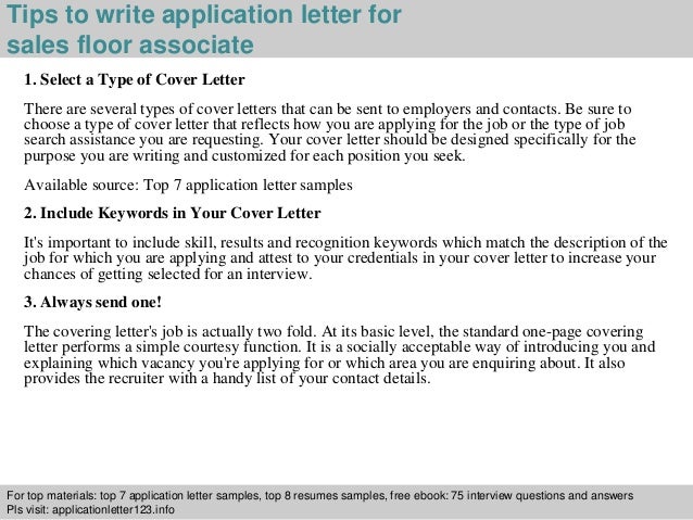 Sales Floor Associate Application Letter