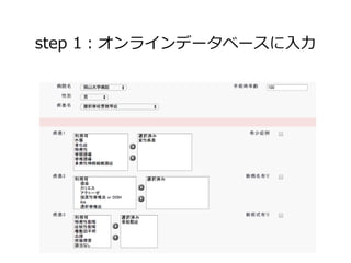 step  1：オンラインデータベースに⼊入⼒力力
 