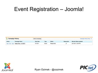 Event Registration – Joomla!




        Ryan Ozimek - @cozimek
 