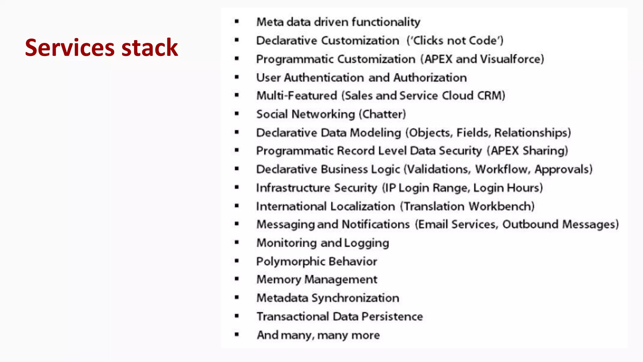 Services stack
 