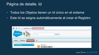Página de detalle. Id
▪ Todos los Objetos tienen un Id único en el sistema
▪ Este Id se asigna automáticamente al crear el Registro
 