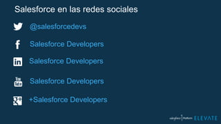 @salesforcedevs
Salesforce Developers
+Salesforce Developers
Salesforce Developers
Salesforce Developers
Salesforce en las redes sociales
 