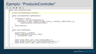 Ejemplo: “ProductoController”
 