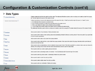 26 April 20, 2015
Configuration & Customization Controls (cont’d)
 Data Types
 