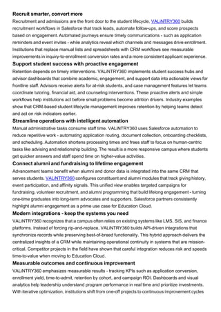 Salesforce CRM for Higher Education - VALiNTRY360 | PDF