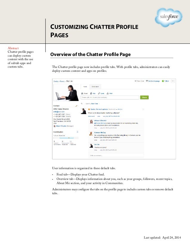 Salesforce Chatter How to Customize Chatter Profiles