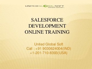 SALESFORCE
DEVELOPMENT
ONLINE TRAINING
United Global Soft
Call : +91 9030624004(IND)
+1-201-710-8393(USA)
 