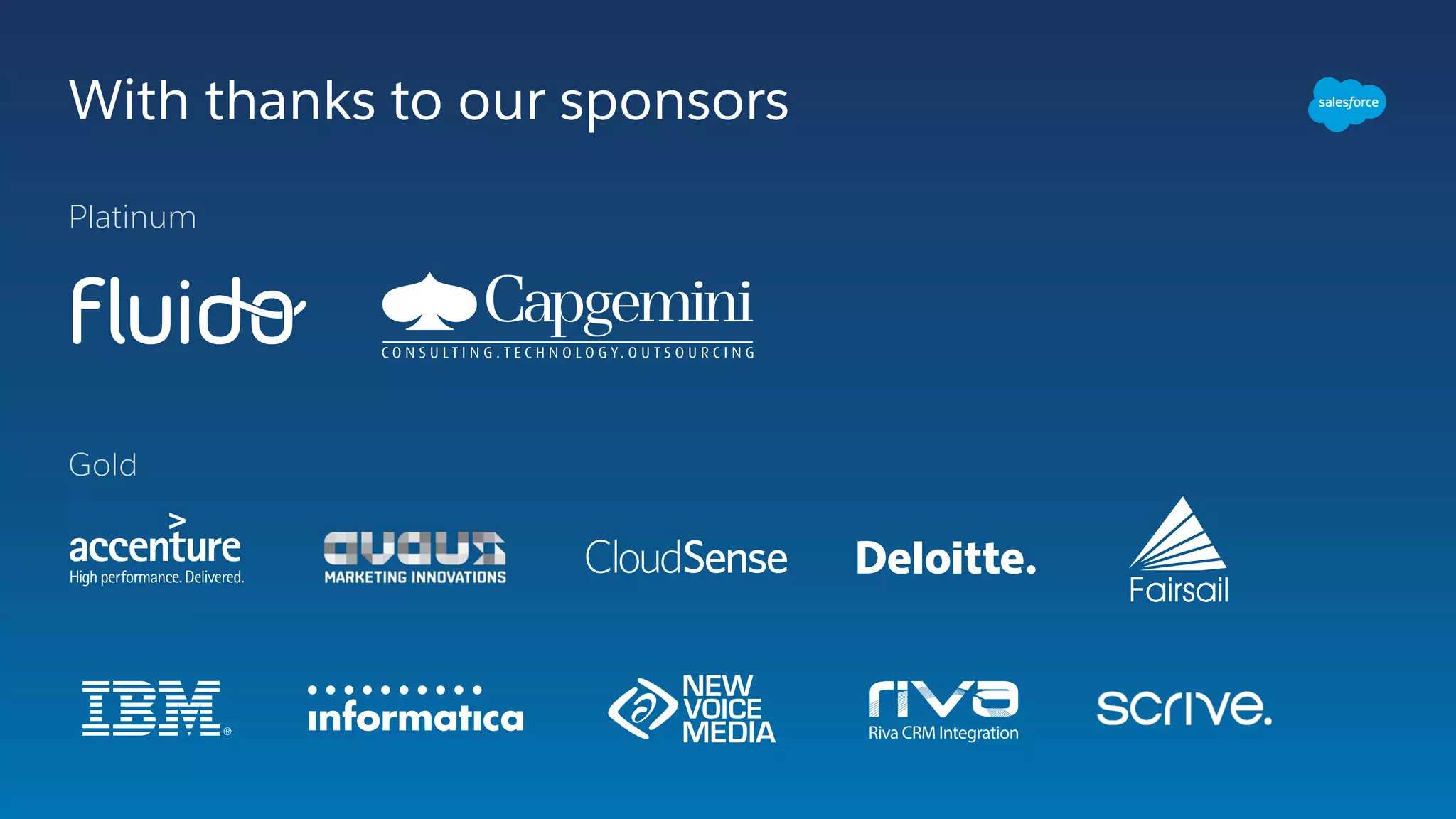 With thanks to our sponsors
Platinum
Gold
 