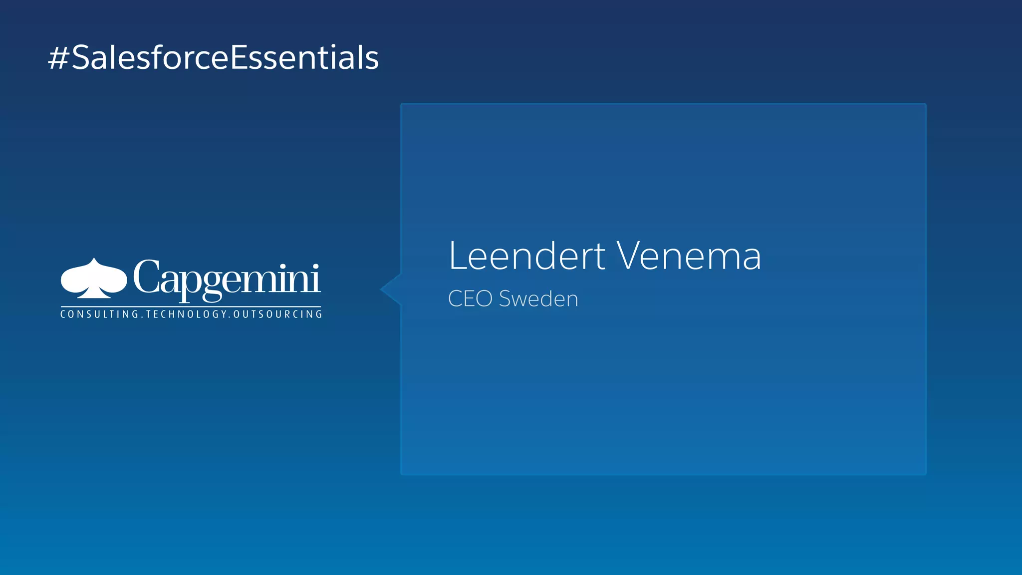 Leendert Venema
CEO Sweden
#SalesforceEssentials
 