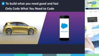 Business confidential. All rights reserved. © WalkMe.com
Only Code What You Need to Code
To build what you need good and fast
 
