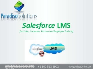 Salesforce LMS
         for Sales, Customer, Partner and Employee Training




                                    LMS



info@paradisosolutio     +1 800 513 5902
 