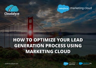 marketing cloud
HOW TO OPTIMIZE YOUR LEAD
GENERATION PROCESS USING
MARKETING CLOUD
www.cloudalyze.com
 