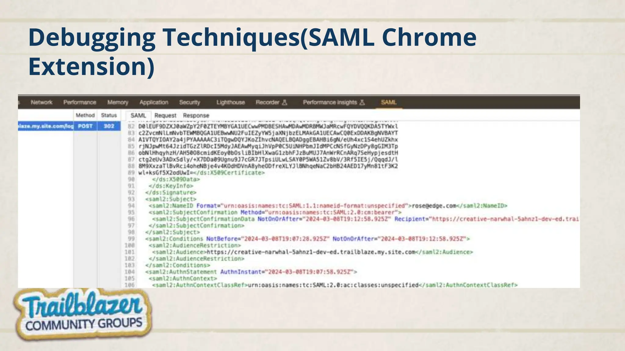 Debugging Techniques(SAML Chrome
Extension)
 