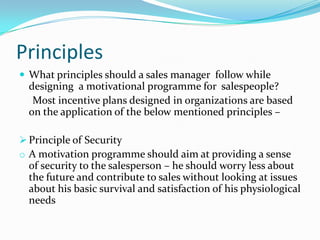 Sales Management Principles Sales force motivation and compensation | PPTX