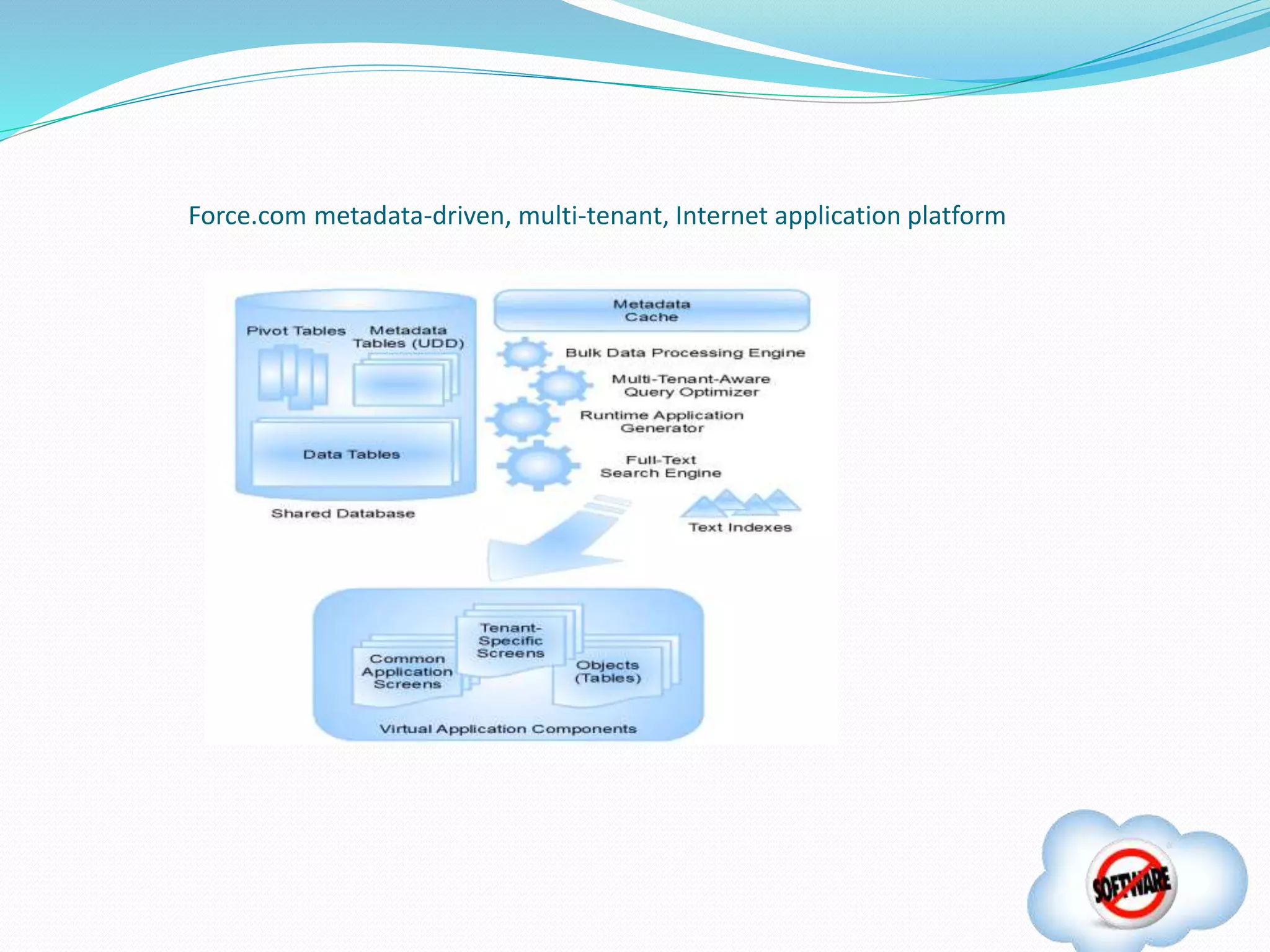 Force.com metadata-driven, multi-tenant, Internet application platform
 