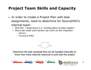 Project Team Skills and Capacity

•    In order to create a Project Plan with task
     assignments, need to determine for...