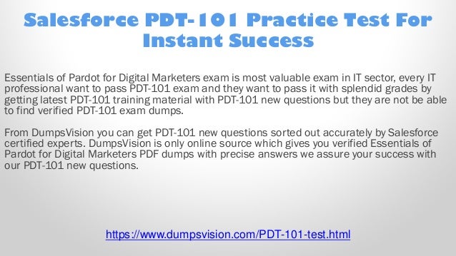 Salesforce Essentials of Pardot Digital Marketers PDT-101 Test Exam QA PDF+SIM