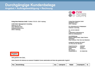 Durchgängige Kundenbelege
Angebot > Auftragsbestätigung > Rechnung
 