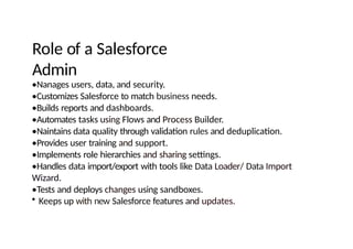 salesforce admin presentation full detail | PPTX
